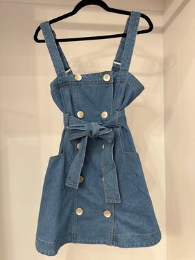 HYFVE small blue denim Dress with Tan Buttons.  Like new